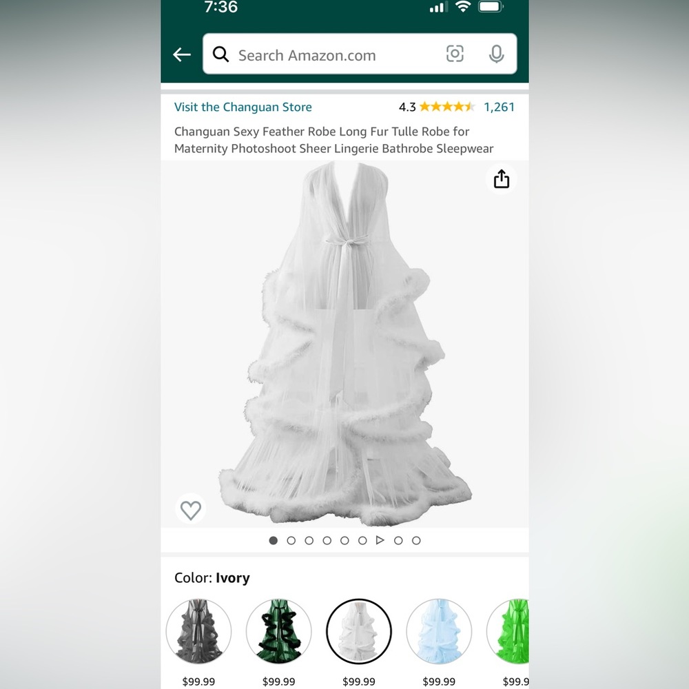 NEW (in package) Glam Bridal getting ready robe with feathers. Size s-m